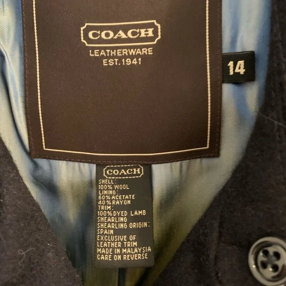 Coach  Black Wool ankle length coat size 14 - Picture 2 of 9